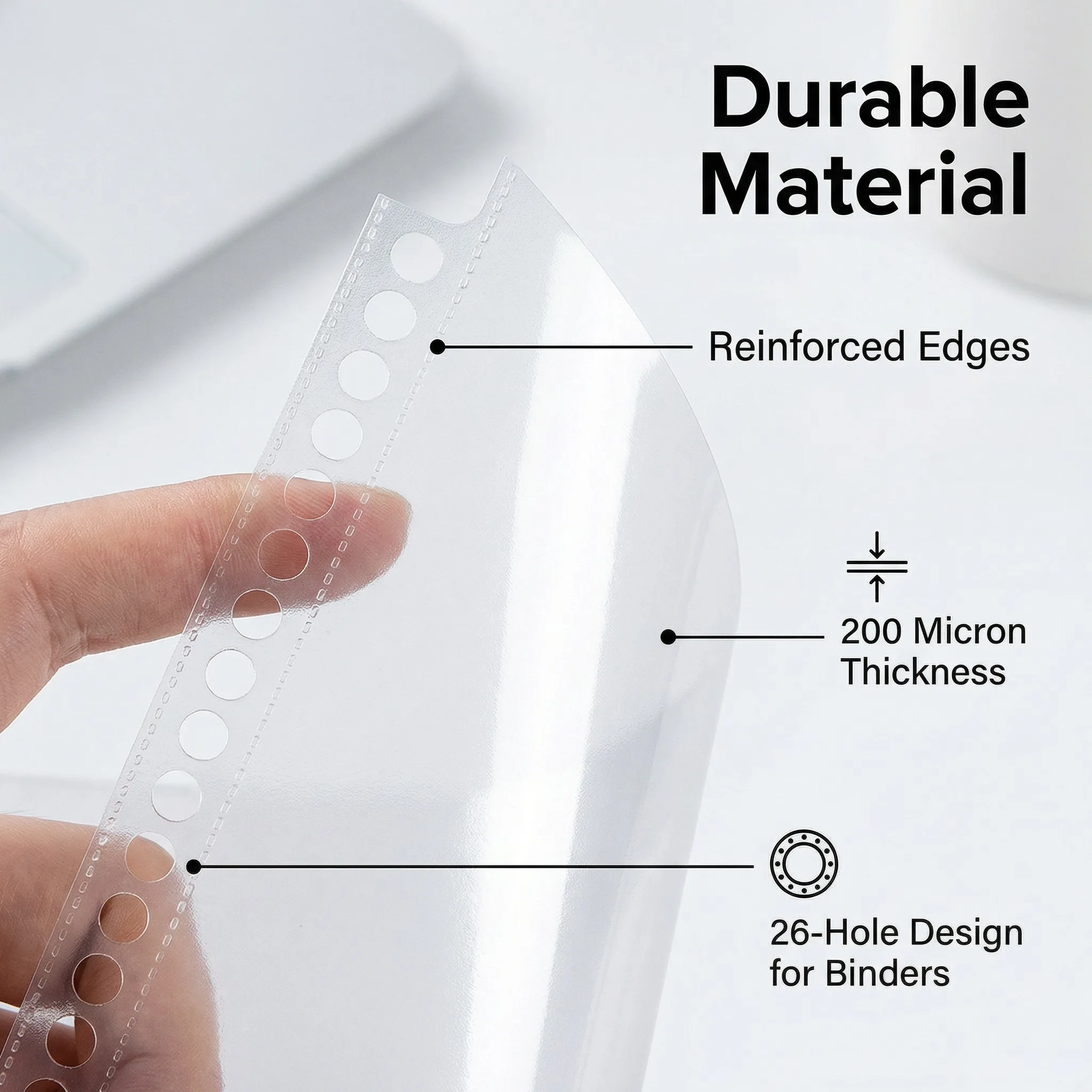 30 Sheets B5 26 Holes Photo Album Refill Pages Single-Sided Clear Polypropylene Inner Pages Acid-Free PVC-Free 20C Thick Sheets