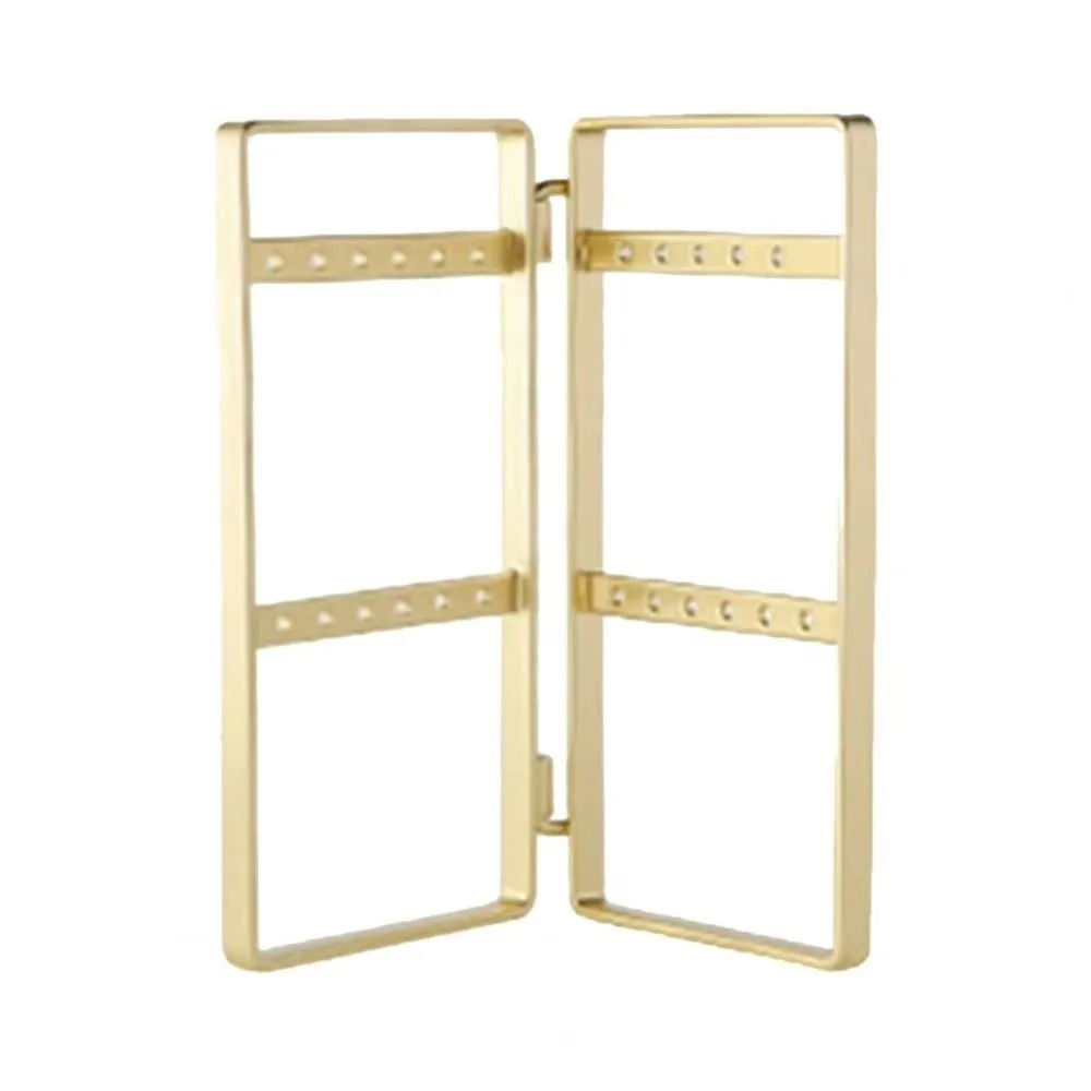 

Multifunction Foldable Jewelry Rack Nordic Style Gold Bracelet Organizer Rack Space Saving Iron Earrings Storage Shelf Counter