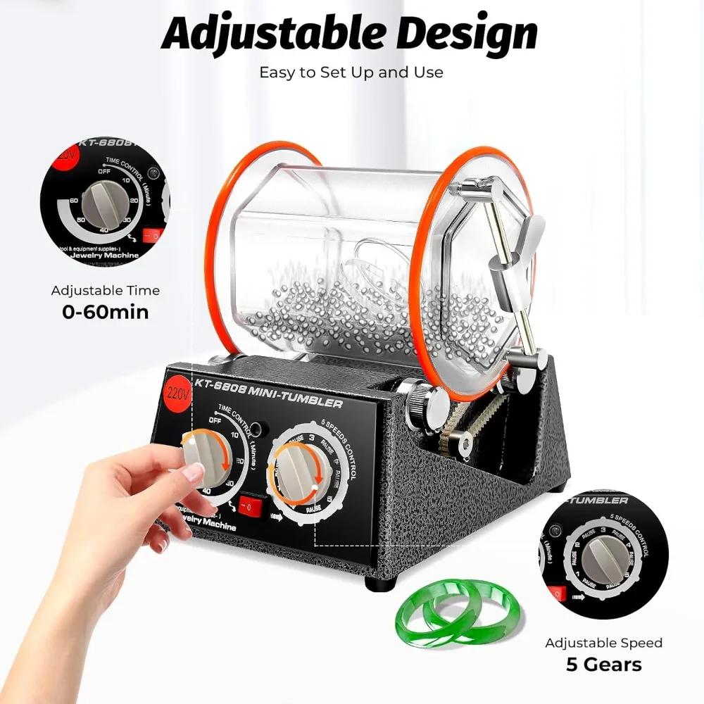 Tischpoliermaschine mit sichtbarem Design, elektrisches Schmuckpolierwerkzeug, Geschwindigkeit 500-3000 U/min, mit 60W DC-Motor, hocheffizient – Detail 3