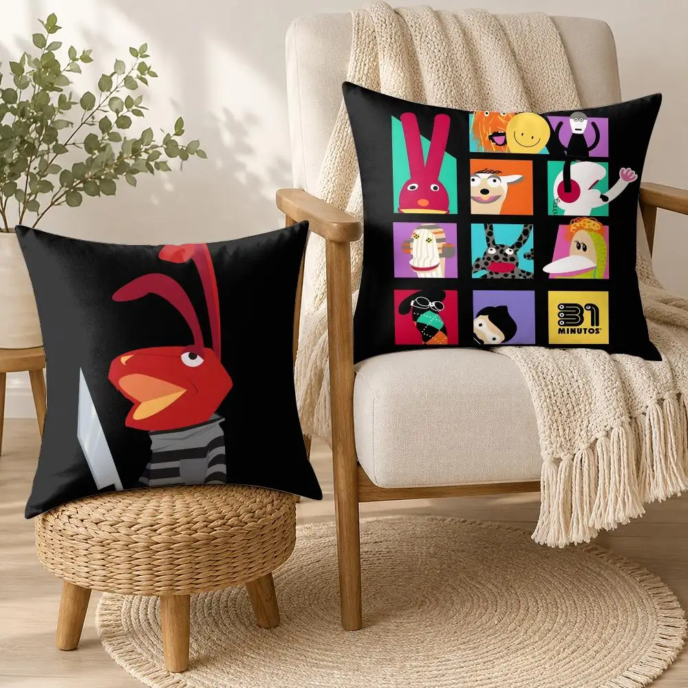 Cartoon 31 M-Minutos Cushion Cover Double-Sided Plush Sofa Cushion Covers Organic Breathable Invisible Zipper