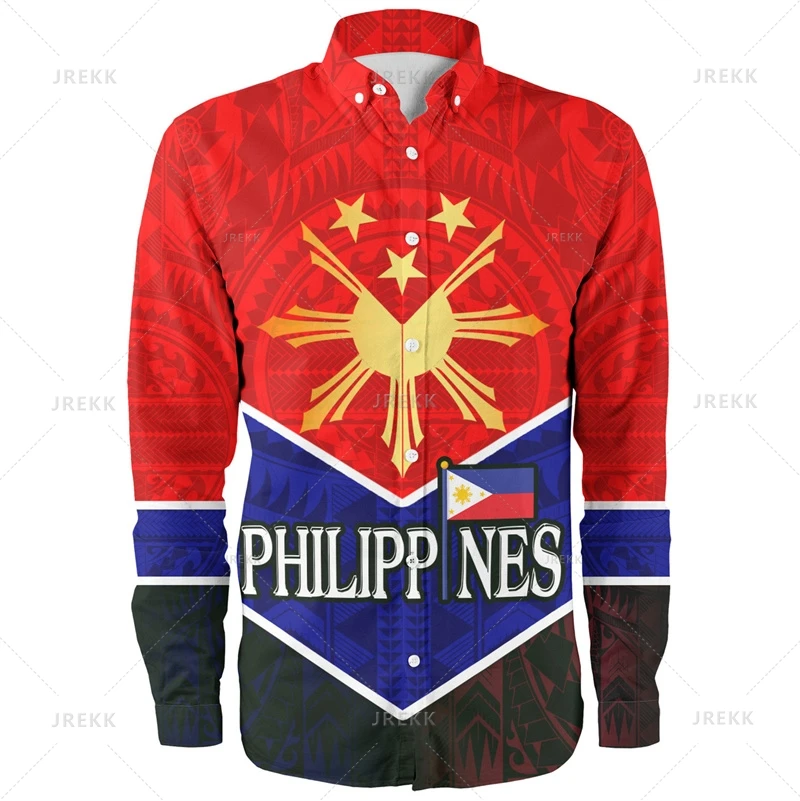 

Small Size 3D Philippines Pride Printed Long Sleeve Shirts Men Philippines Ethnic Patterns Graphic Shirts & Blouses Women Shirts