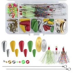 104pcs Inline Spinner Making Kit Fishing Bead Blades Rooster Tail Spinnerbait Trolling Walleye Rig Taxes Rig Trout Crappie Bass