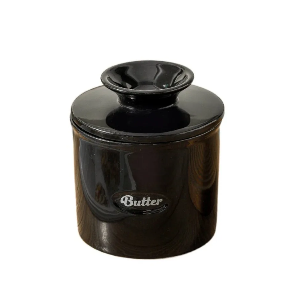 

Modern With Lid Ceramic Butter Crock Handmade Round Shape Butter Dish Keep Fresh Large Capacity Butter Jar Restaurant