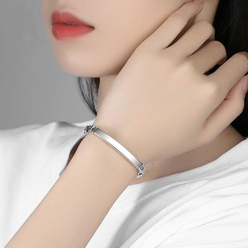 New S925 silver gloss simple hand-woven bracelet chain width 3/4.5/5/6mm everything classic fashion bracelet for men and women