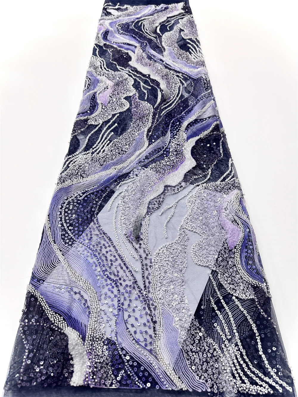 5 Yards Luxury French Mesh Beaded Lace Fabric High Quality African Sequins Groom Lace Fabrics For Nigerian Wedding Dress