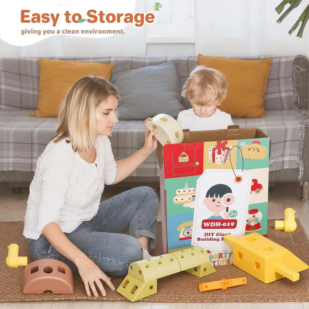 مجموعة مكعبات بناء جامبو مونتيسوري STEM لمدة 3 سنوات فما فوق، ألعاب تكديس تعليمية للأطفال الصغار، هدية عيد ميلاد للجنسين