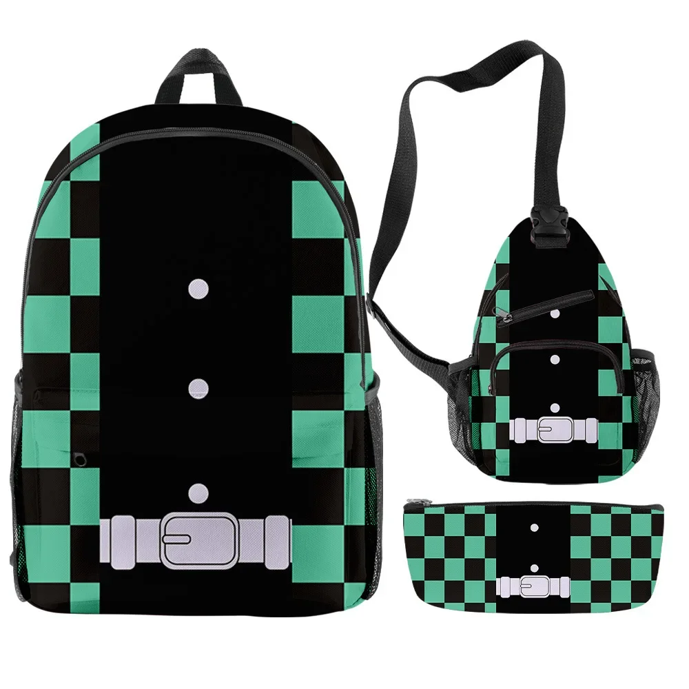 Anime Dämon Slayer Rucksack Kimetsu Keine Yaiba Leinwand Taschen Tomioka Giyuu Schule Taschen für Mädchen Jungen Drei-Stück Anzug reisetasche