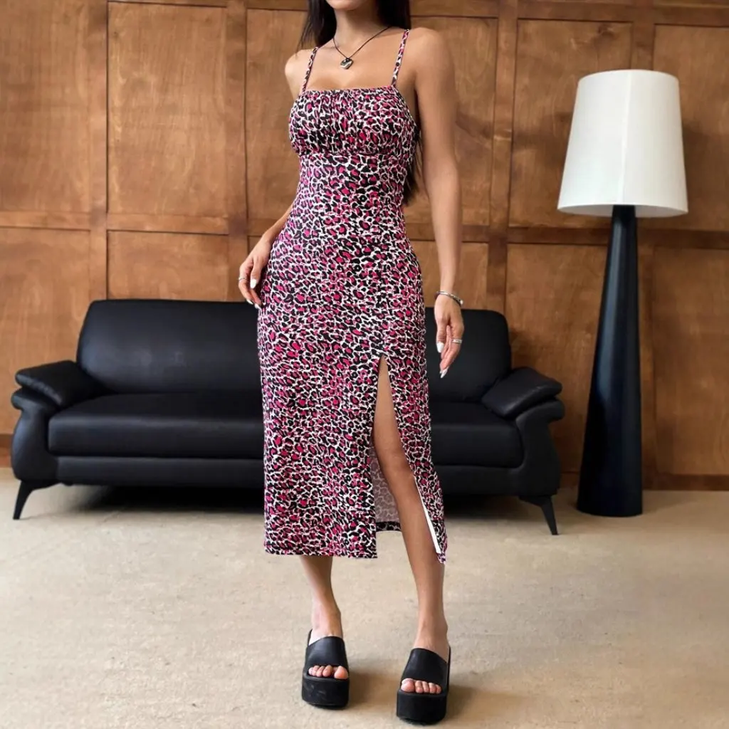 صيف جديد المرأة سليم صالح فستان بكتافة مثير ليوبارد طباعة الأخت الملكية سبايس فتاة الورك تنورة ملابس داخلية