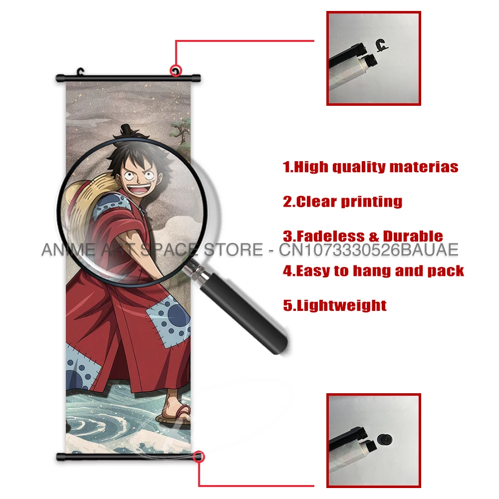 ONE PIECE Hängende Malerei Kimono Ruffy Leinwand Scroll Bild Anime Poster Nami Home Dekoration Zoro Wandkunst Sanji Tapete – Detail 6