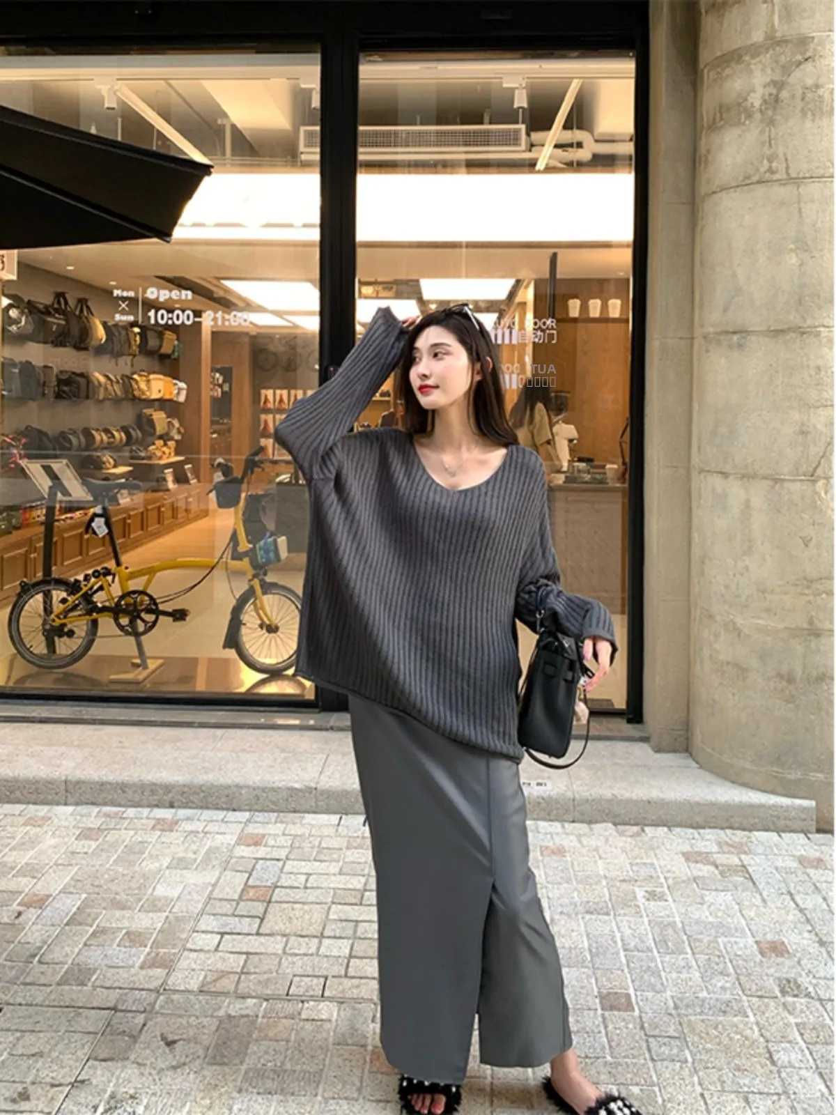 

Юбка-карандаш Qian an an с высокой талией, прямого кроя, средней длины, облегающая, в уличном стиле, премиум-класса, для женщин