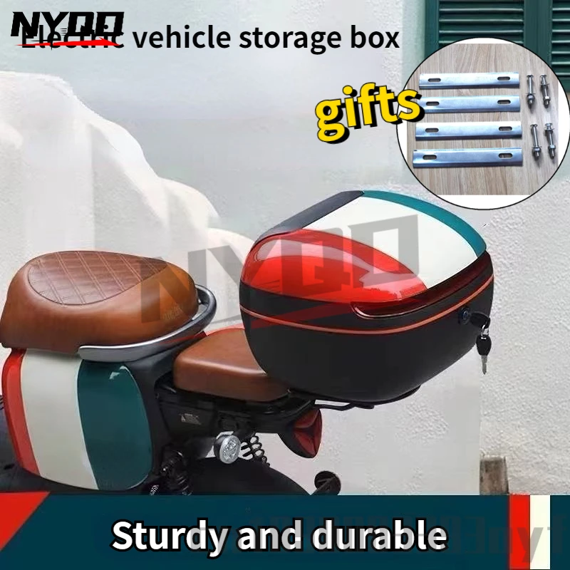 

Universal Motorcycle Trunk ABS Solid Durable Motorcycle Tail Box Helmet Storage Organizer with Install Accessories