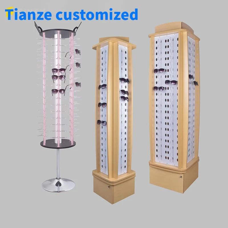 (Customized) Price Floor Standing Mobile Metal Acrylic Sunglass Display Stand Sunglasses Eyewear Optical Shop Display