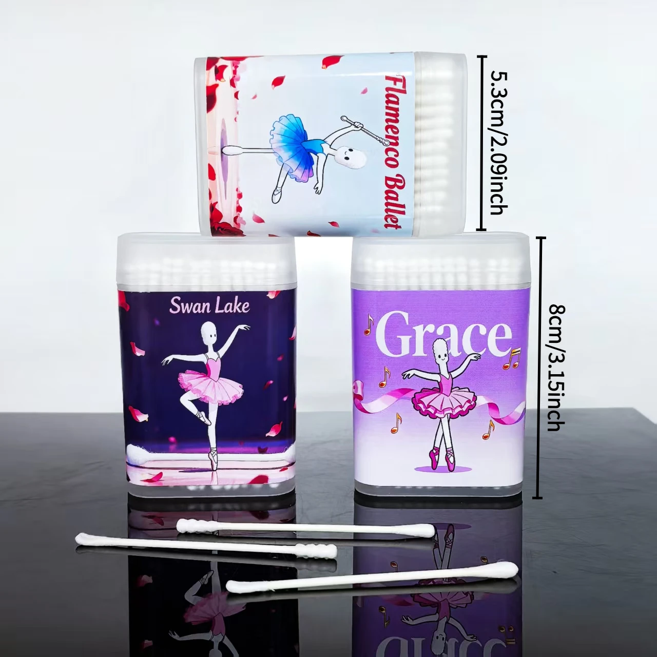 300 шт. ватные тампоны с балетной тематикой, креативные двуглавые тонкие бумажные палочки для занятий танцами, ватные палочки, подарочные ватные тампоны