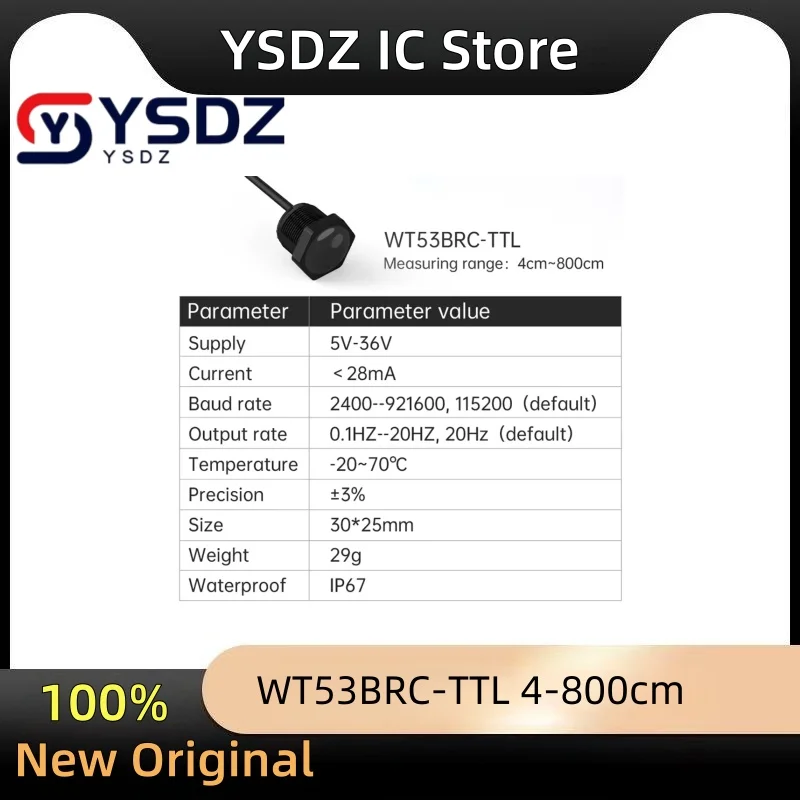 WT53R Time-of-Flight (ToF)Laser Ranging Sensor Module,VL53L1X Sensor Module Distance 400cm,RS485 Modbus/TTL, TOF050F TOF200F