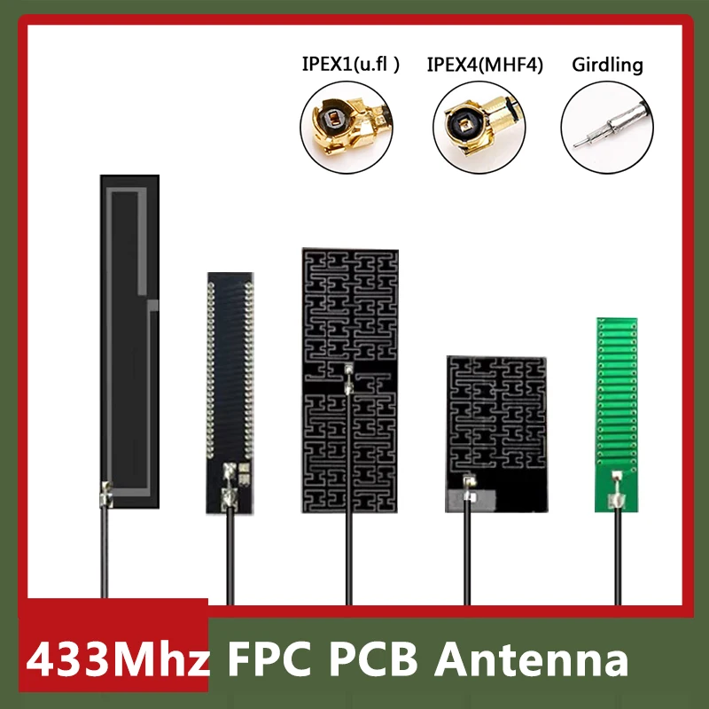 10ชิ้นเพิ่มสัญญาณ Lora 433MHz 433เสาอากาศภายใน WiFi PCB บอร์ด FPC ยืดหยุ่นในตัว IPEX1 u.fl MHF4 SMA