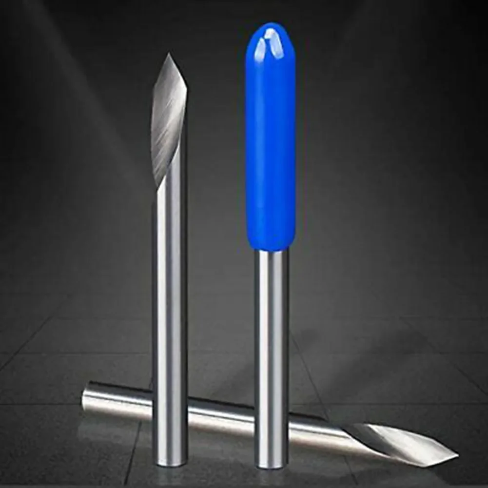 5Pcs 1/8 30/60 Degree Single Flute Tungsten Steel Milling Cutter Bit V Groove Engraving Tool Flat Bottom CNC Spiral Router Bits