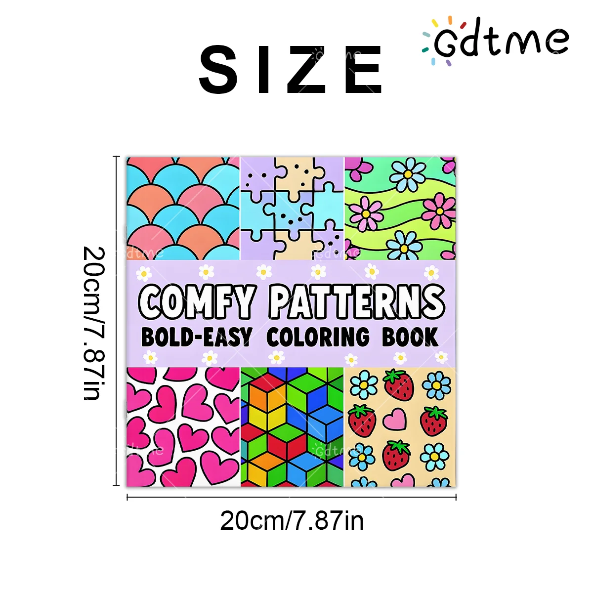 1pc comfortabele patronen kleurboek voor volwassenen - dik papier, ontspannende ontwerpen met speelse harten, bloemen, kersen en geometri
