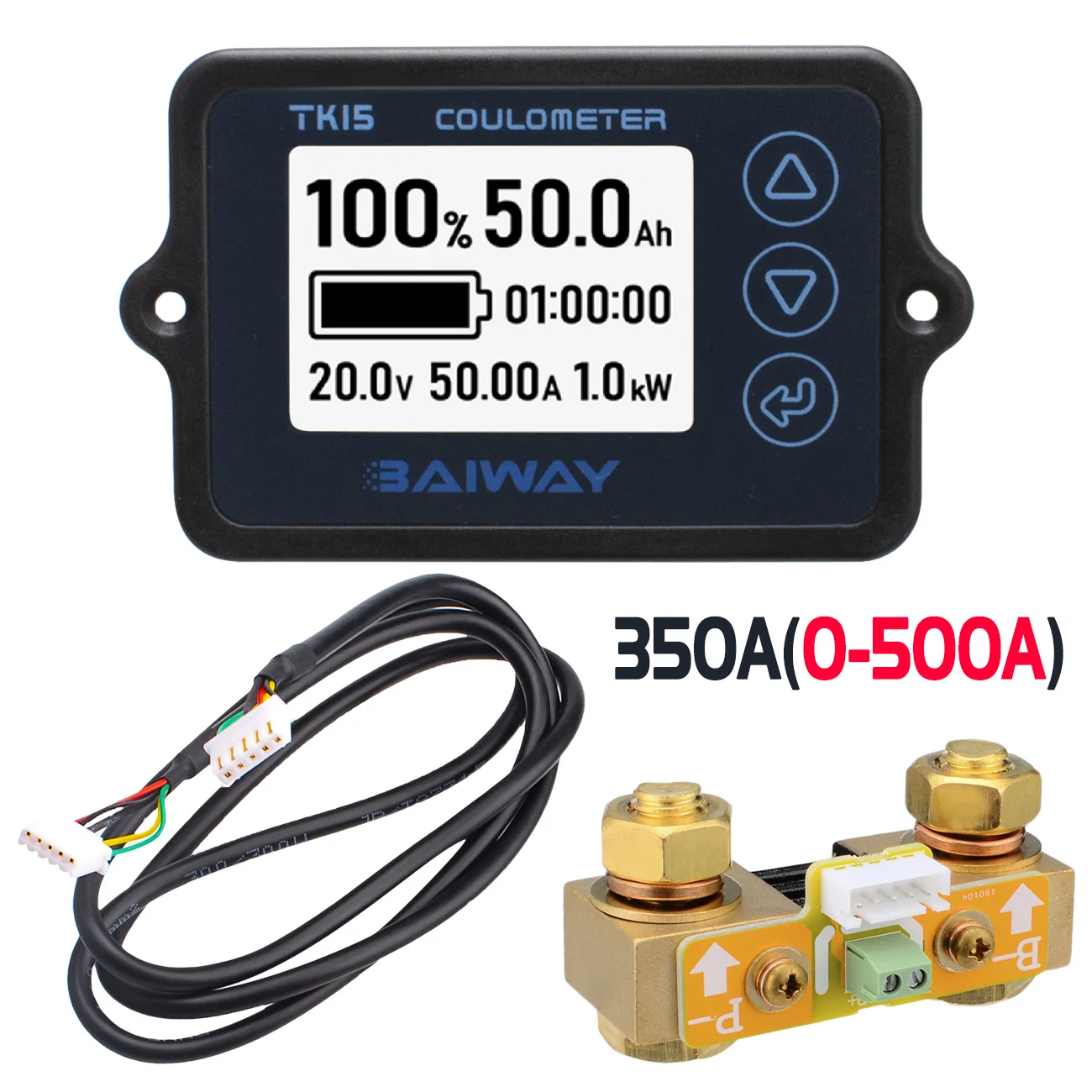 TK15H Battery Tester Battery Capacity Indicator 120V 350A Coulometer Coulomb Counter Meter for LiFePO Battery Monitor