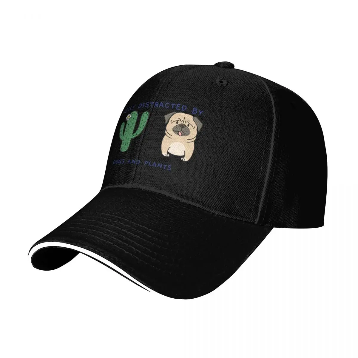 Easily Distracted by Dogs And Plants Baseball Cap Sun Protection UPF 50+ Breathable Mesh Back Adjustable Buckle Closure