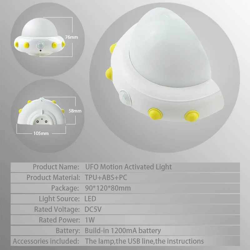 Wireless Infrared Motion Sensor LED Night Light USB Charging Wireless Infrared Wall Sensor Lamp for Path Laundry Stairs