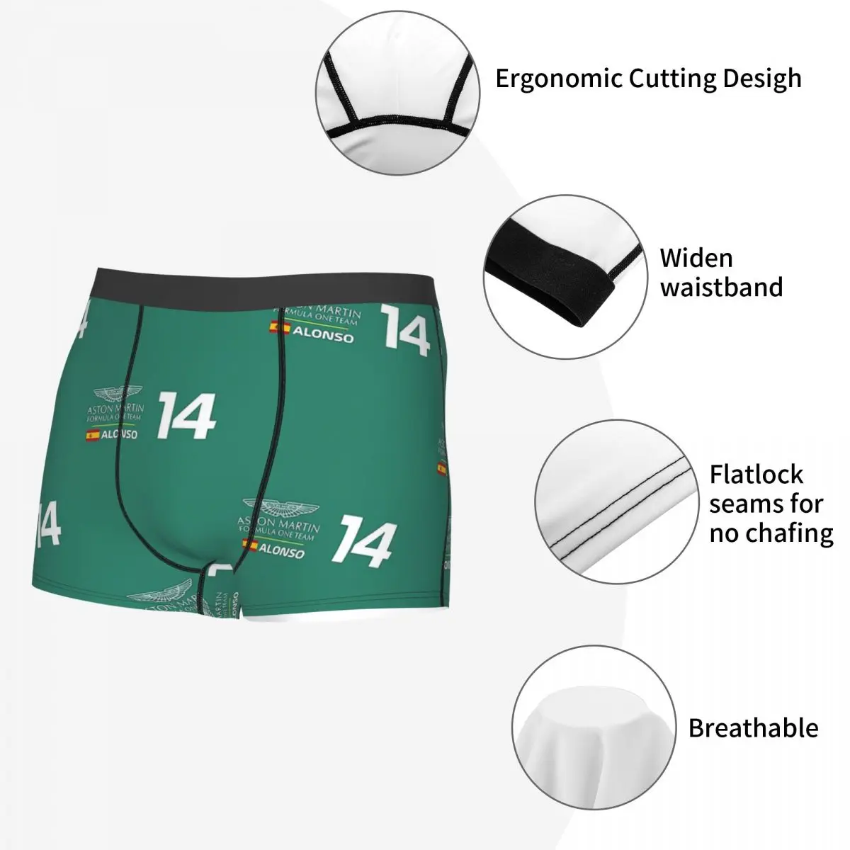 Fernando alonso 14 f1-formel one2 Herren Boxershorts hoch atmungsaktive Unterwäsche hochwertige Drucks horts Geschenk idee