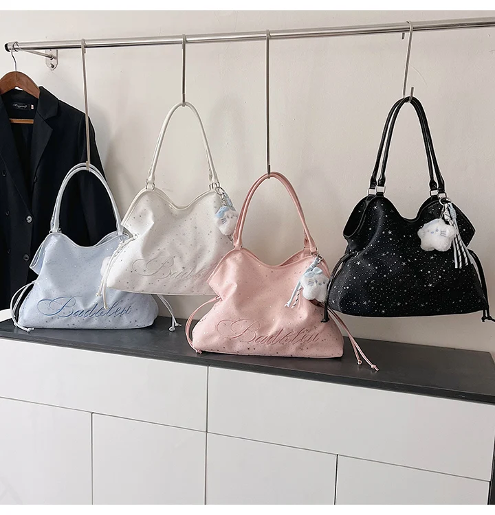 Y2k Fashion Letter Printing Pattern Shoulder Bag for Women 2026 Sweet Girls Vintage Casual Tote Bag Handbags Large Capacity Bag