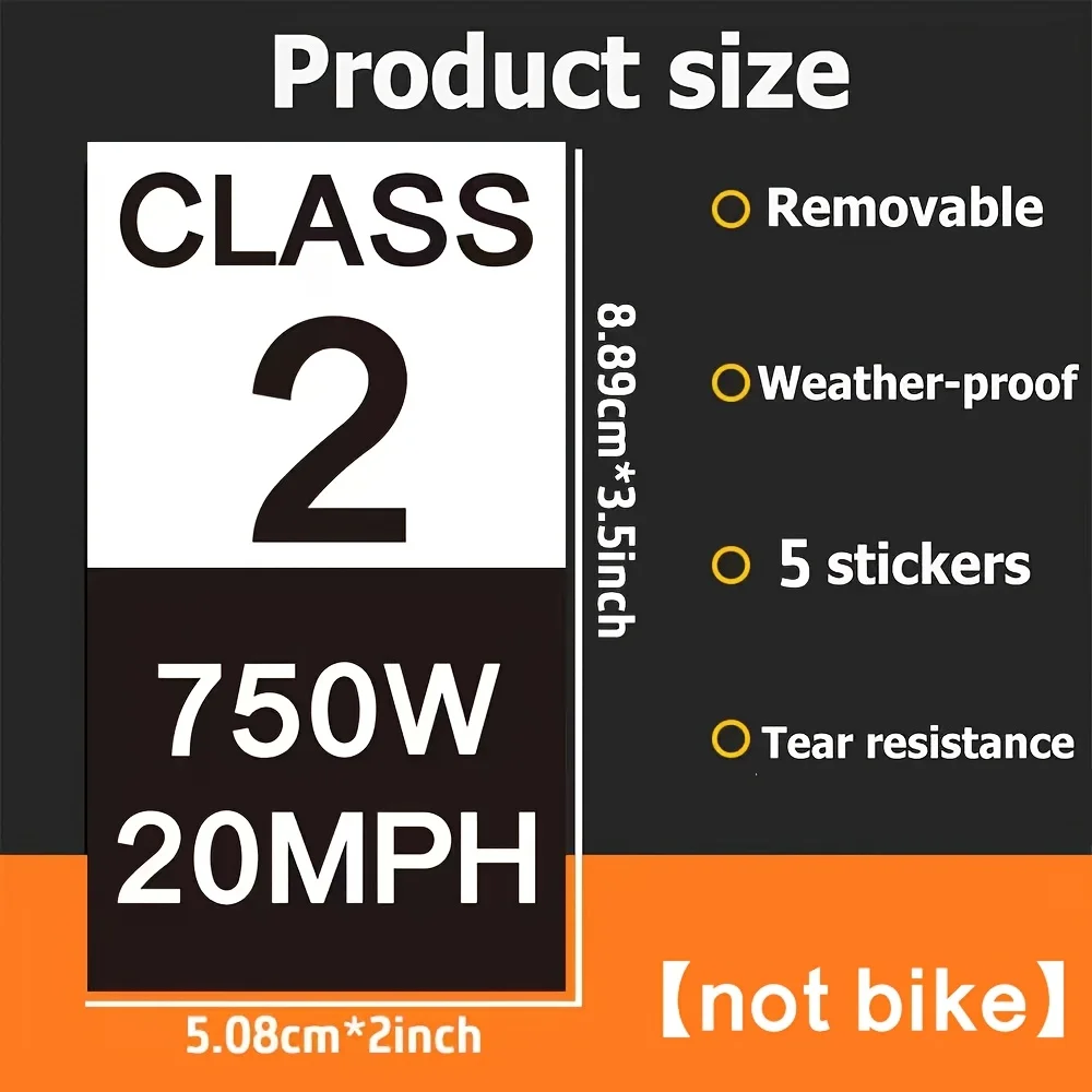 5pcs E-Bike Class Number Sticker Waterproof Vinyl Decal for Electric Bicycle Frame Identification Label Accessory