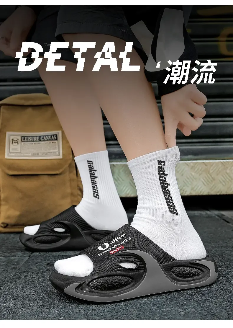 Sommer-Outdoor-Bekleidung für Damen und Herren: Dickbesohlte, geruchsabweisende und rutschfeste Herren-Slipper, Zweifach-Tragbare Strand-Sandalen und -Slipper – Detail 3