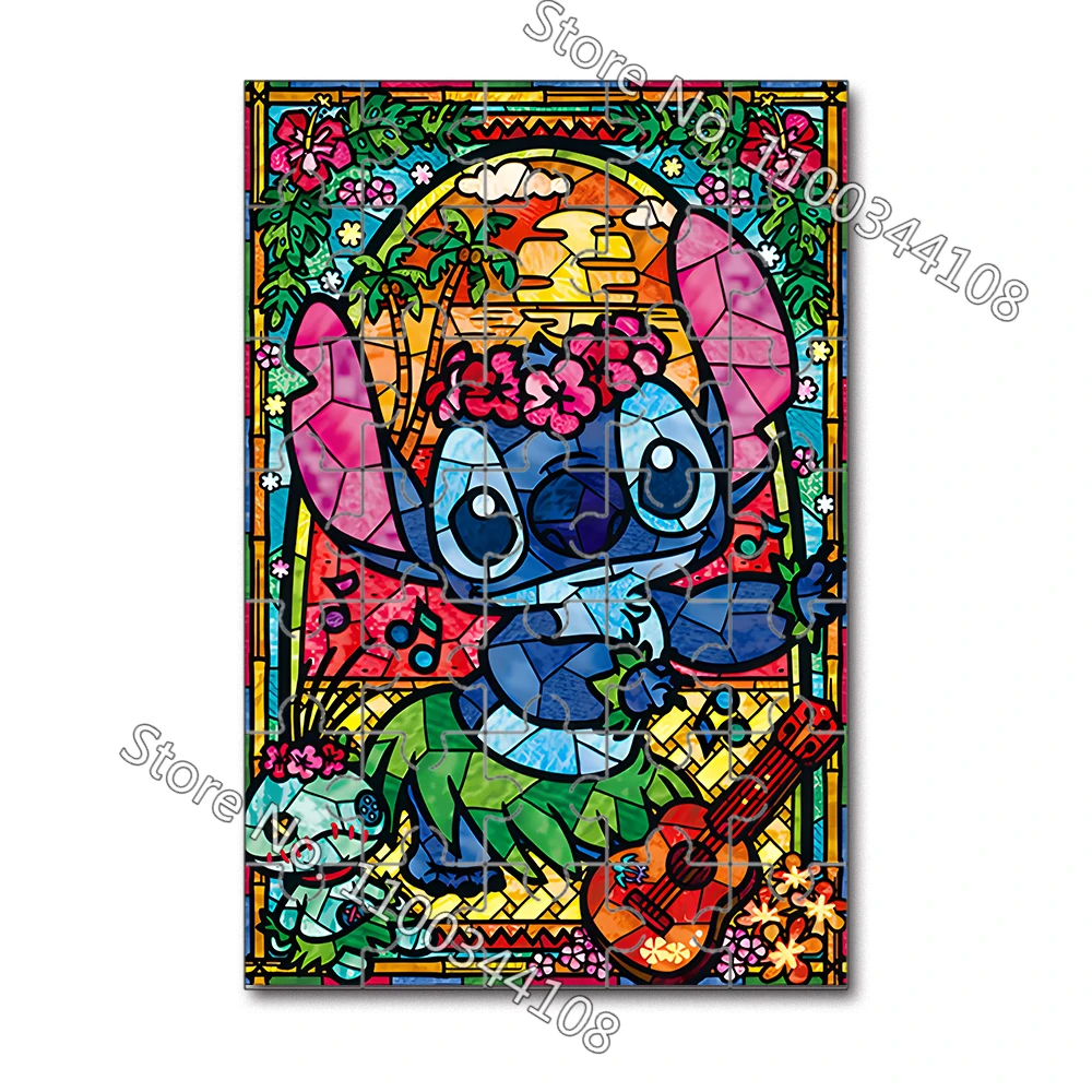 35 Pieces Disney Cartoon Characters Puzzles Big Hero Lilo Stitch Mickey Mouse Jigsaw Puzzle for DIY Children's Educational Toys