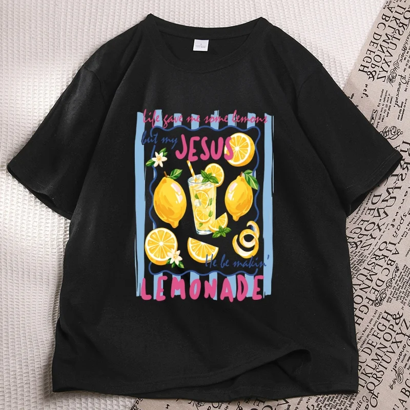 Jesus Makes Lemonade T-shirt for Men Women Comfortable Faith Summer Lemon Tee Shirt Unisex Short Sleeve Clothes