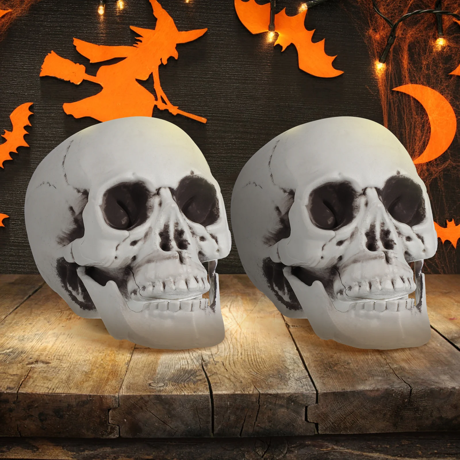

6Pcs Miniature Scared Skull Halloween Props Tiny Ghost House Decoration Accessories Plastic Skull Halloween Props