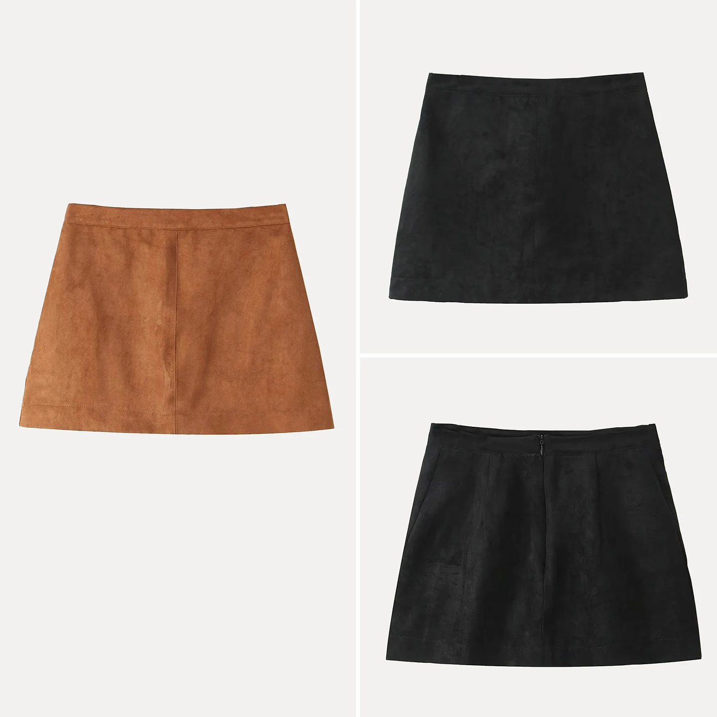 Jupe en daim pour femmes, polyvalente, rétro, été 2021, Faionable, fausse daim, jupe portefeuille pour un usage quotidien