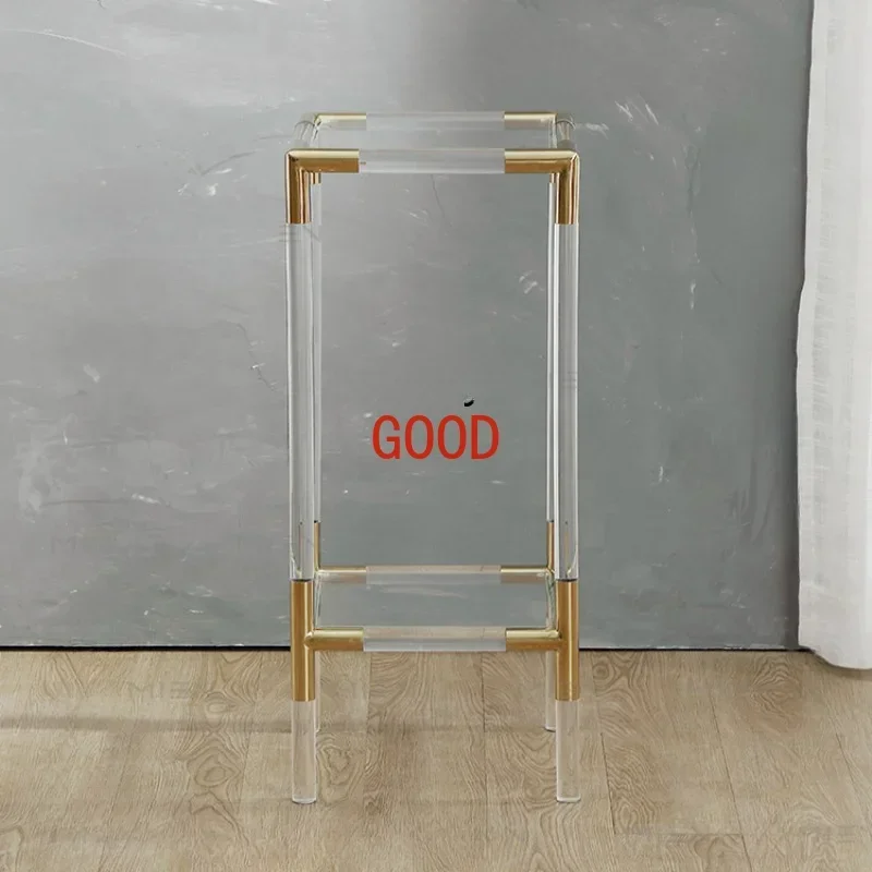 Light Luxury Acrylic Transparent Flower Rack Stainless Steel Floor-Standing Decoration Shelf Glass Sculpture Table