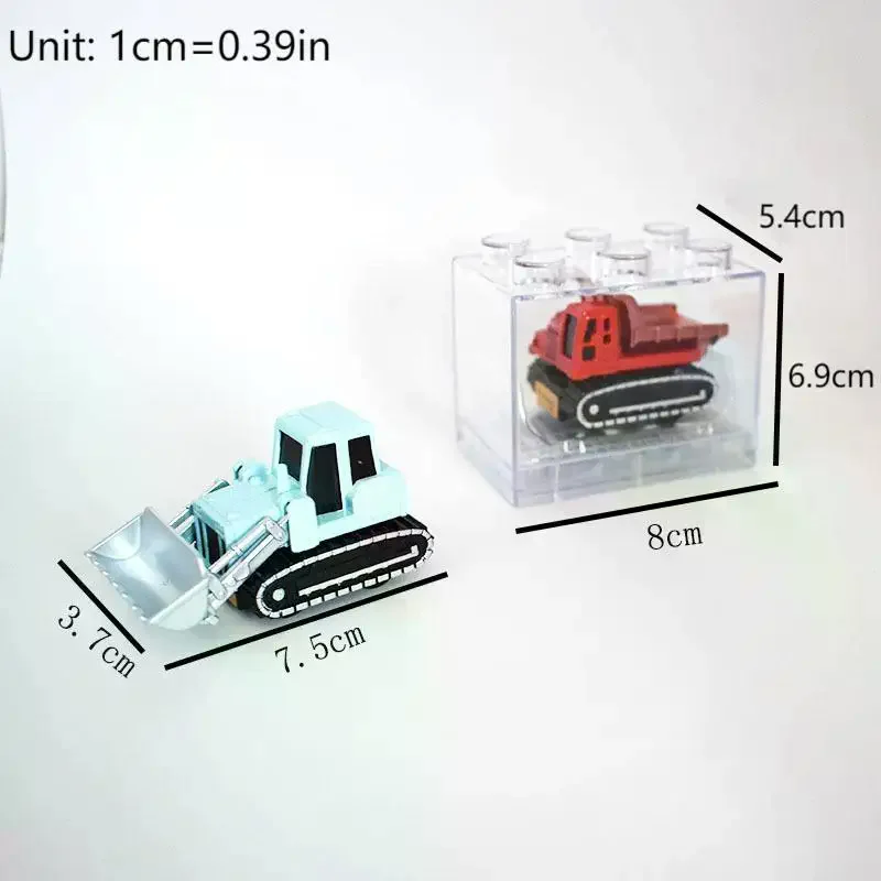 1 szt. Metalowy Model Samochodu Symulacja Inżynieryjnego Samochodu Zabawka Samochodowa z Napędem Pull Back z Przezroczystym Pudełkiem do Przechowywania Model Samochodu Inercyjnego z Wsuwaniem