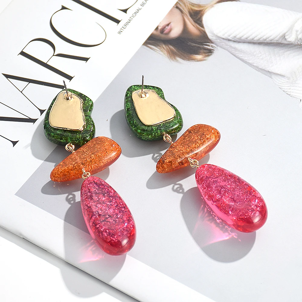 Fashion Irregular Geometric Resin Drop Earrings For Women Hot Design Acrylic Dangle Earrings Charm Pendientes Wholesale