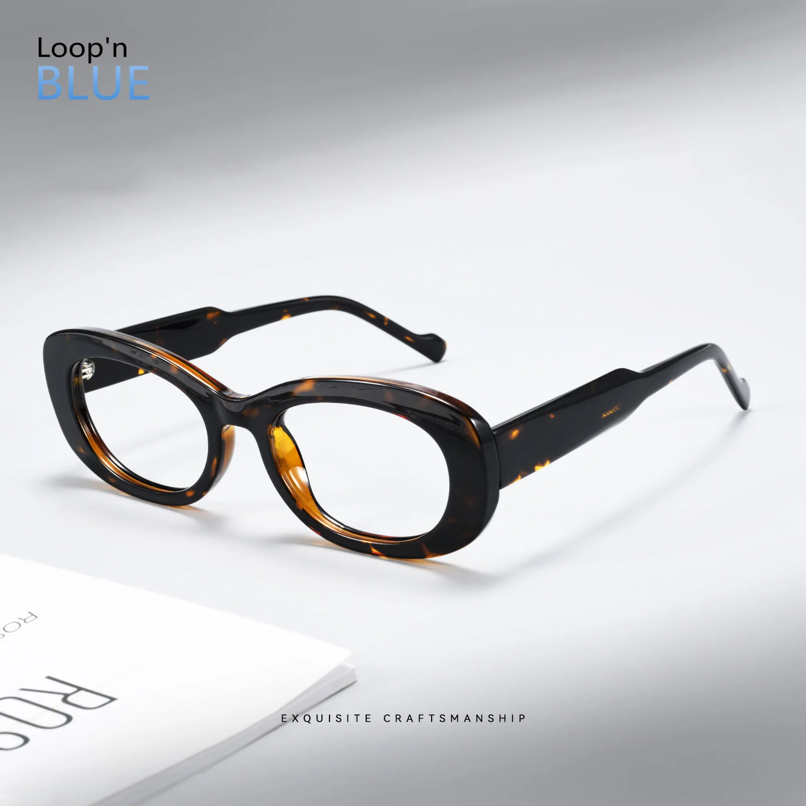 Vintage Tortoiseshell Acetate Eyeglass Frame Thick Wide Rim Prescription Myopia Optical Spectacles Frame for Men Women Unisex