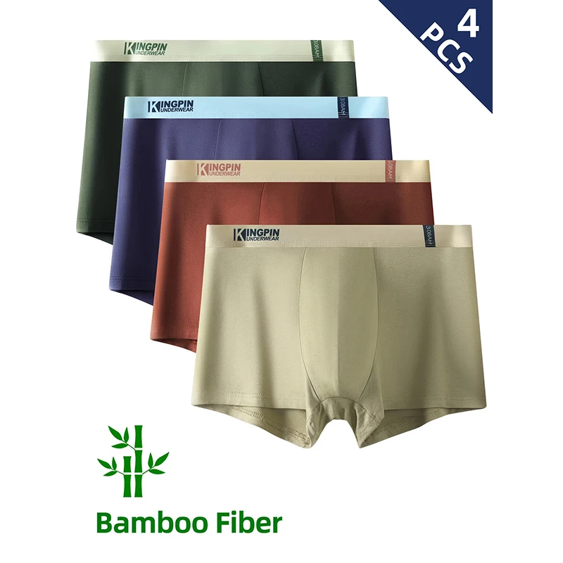 

4Pcs/Set Boxers Man's Bamboo Fiber Panties Casual Fashion Underpants Breathable Men's Boxer Shorts Sports Homme Underwear S-XXL