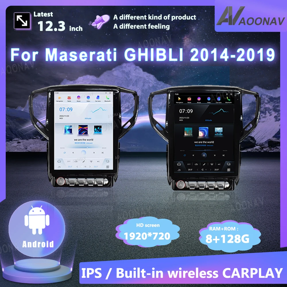 Car Radio For Maserati GHIBLI 2014-2019 Android stereo Vertical Touch Screen GPS Navigation Multimedia Carplay Player PX6