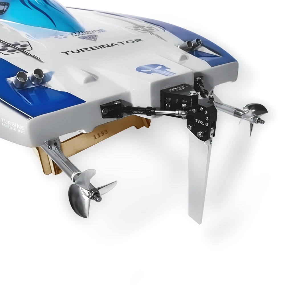 TFL أزرق-أبيض 1133 باجاني زوندا الألياف الزجاجية كاتاماران قارب سباق كهربائي RC مع محرك مزدوج 4082 / 180A ESC سرعة تصل إلى 100 كم/ساعة