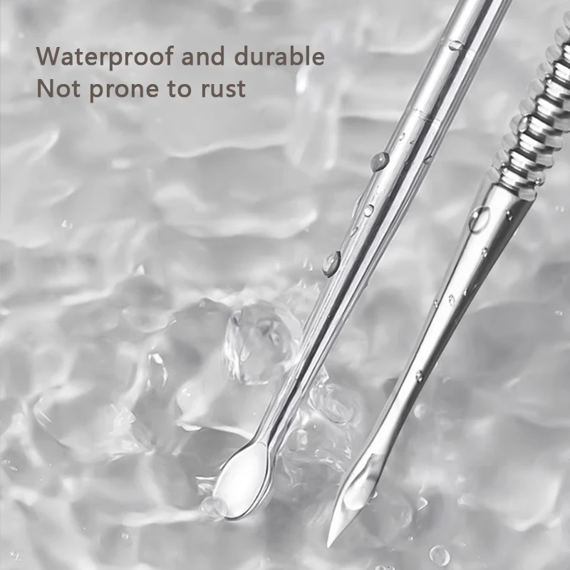 الفولاذ المقاوم للصدأ برأسين فرشاة الأظافر تمديد الغراء إزالة عصا هلام إزالة ملعقة طلاء الأظافر غمس أداة إزالة الصواميل