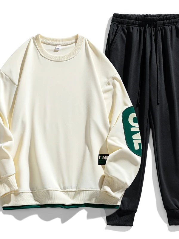 

Men's Sportswear Set Casual Loose round Ne Sweatirt Long Pants Two-Piece Suit Autumn Faion Brand Loose Fit Long Sve