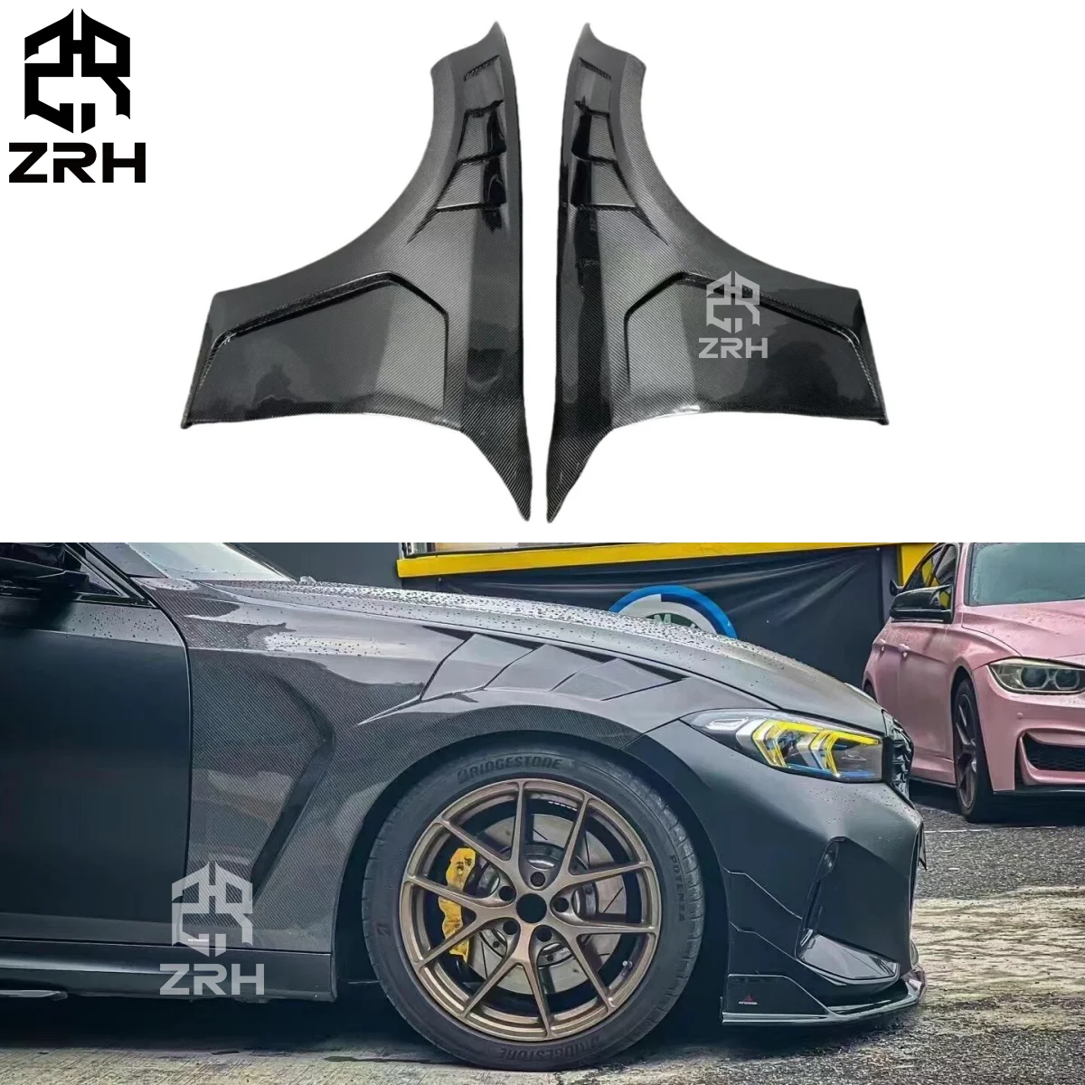 

Carbon Fiber Side Bumper mudguard for BMW 3 Series G20 G28 Bodykit Side Front mudguard Vents