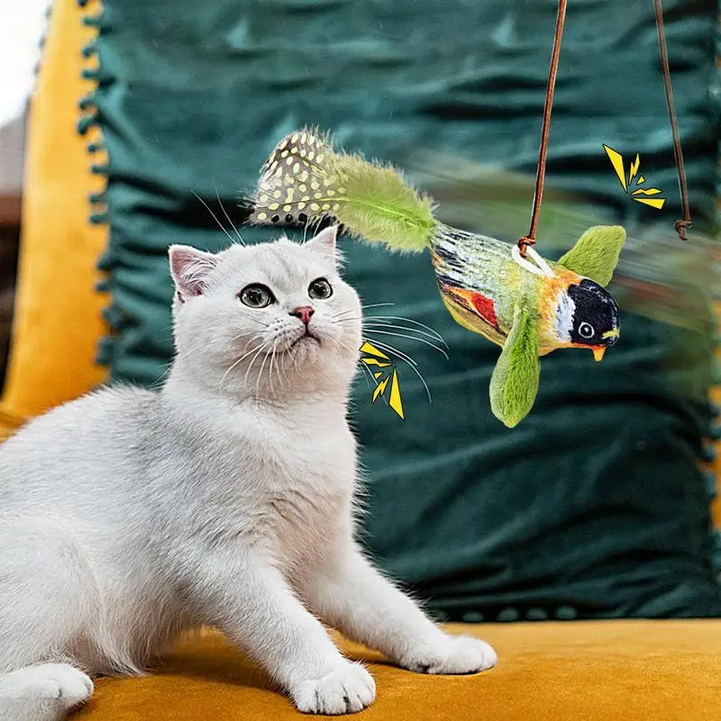 Cat Bird Toy Squeaky Cat Puzzle Toys Kitten Chirping Bird Toy Simulated Squeaky Cat Toy For Bored Indoor Cats Cute Teaser Cat To