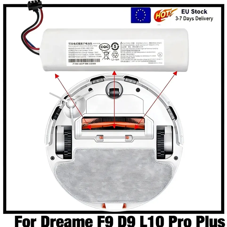 Original 12800mAh Roboter-Staubsauger-Ersatzakku für Dreame D9 F9 L10 Pro Plus RLS3 RLS5 RLS5L RLS5D Teil 14,4V