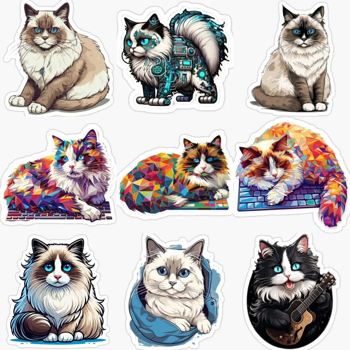 

Cute Ragdoll Cat Pets Catoon PVC Creative Color Sticker for Decorate Room Fridge Wall Window Car Van Decal Accessories