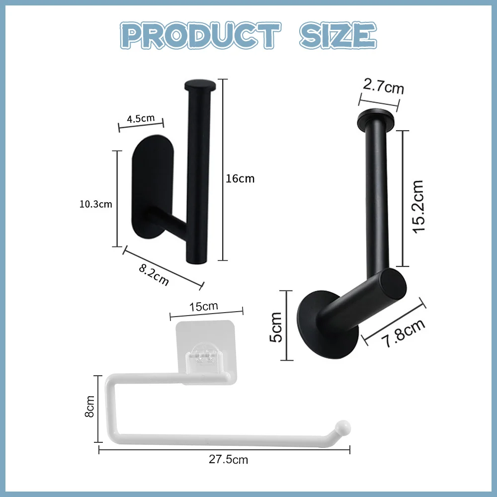 Wall Mounted Toilet Paper Holder Towel Holder for Kitchen Stainless Steel Cabinet Paper Roll Storage Hanger Bathroom Accessories