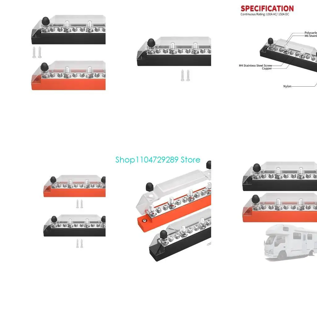 

D8KE Positive Negative Bus Bar Battery Power Distribution Block 4 x Car Terminal
