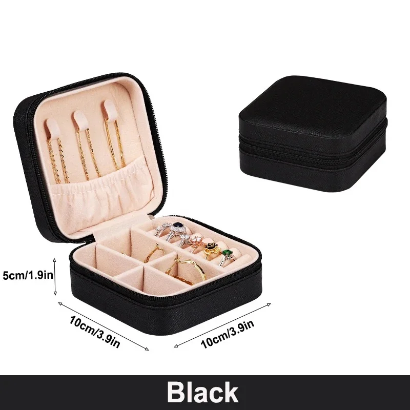 Portable Mini Jewelry Travel Case, PU Leather Organizer Box, Jewelry Storage Holder for Women Girls Earrings Necklaces gallery 5
