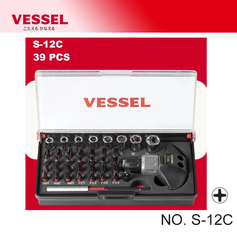 

VESSEL S-12C 39-Piece Magnetic T-Ratchet Screwdriver Set Versatile Tool