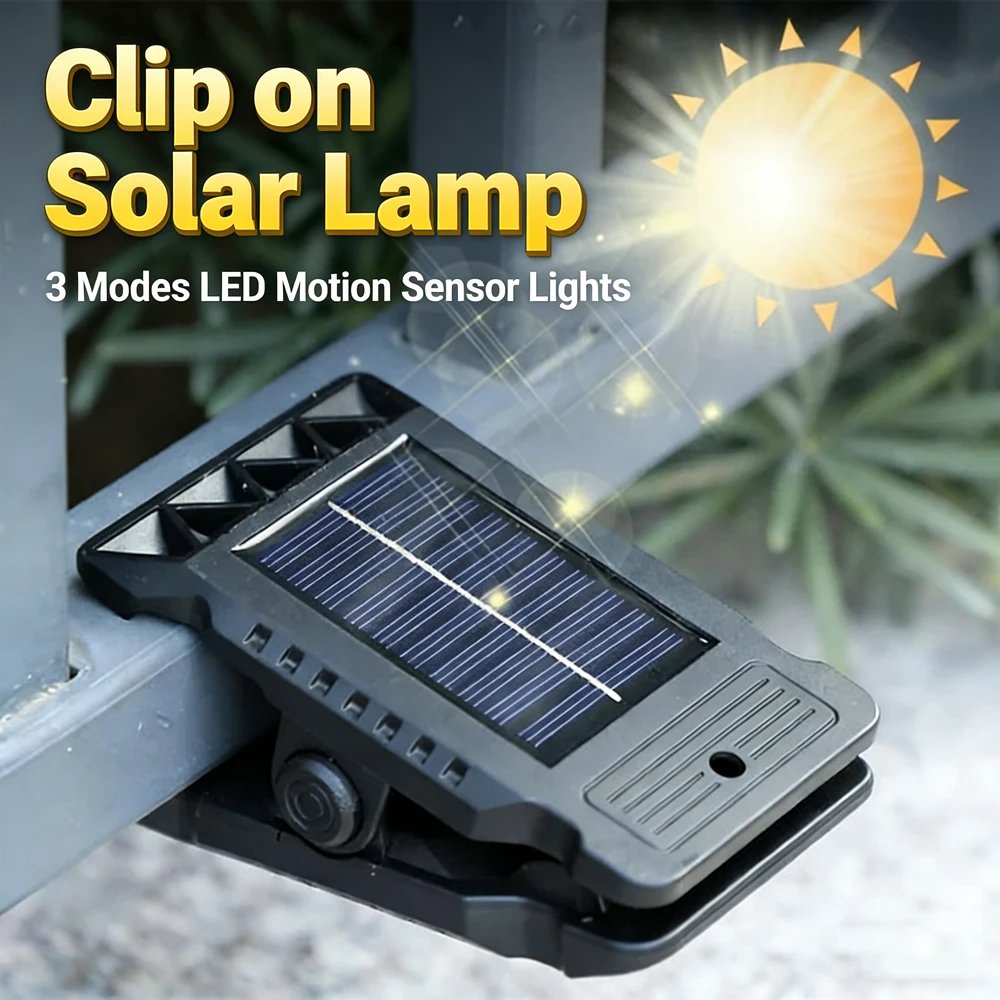 LED Motion Sensor Lamp Clip on Solar Lights Outdoor Waterproof 3 Modes Solar Light Garden Fence Yard Outdoor Decorative Light
